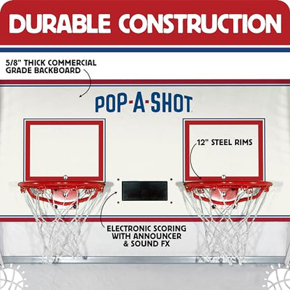 Pop-A-Shot - Pro Dual Shot | Commercial Grade Arcade Basketball at Home | Infrared Sensor Scoring | 16 Game Modes | 7 Balls | Foldable Storage