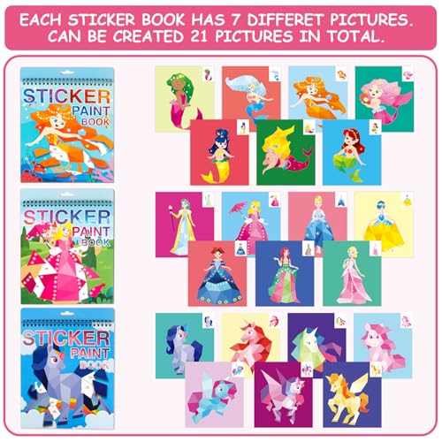 AEAHALY Crafts for Kids Ages 4-8 Paint by Sticker, Reusable Sticker Book for Kids Boys and Girls Birthday Gifts Party Favor (Style1-3P) - style: Style1-3P