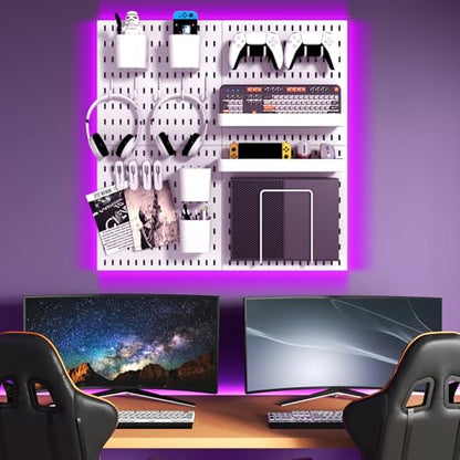 Pegboard Combination Kit, 4 Peg Boards White Pegboard for Walls, Office Wall Organizer, Gaming Room Wall, Nursery Storage, 22"x22" - color: White