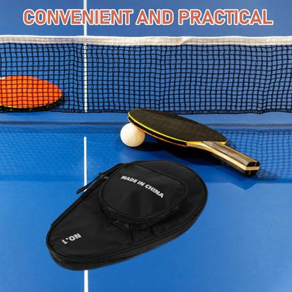Cabilock Table Tennis Paddle Bag with Zipper, Professional Paddle Case Cover for 2 Rackets and 7 Balls, Portable Storage Organizer for Ping Pong Equipment and Accessories
