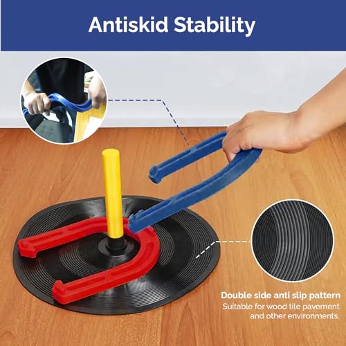 Indoor Outdoor Rubber Horseshoes Set: 4 Horseshoes, 2 Pegs, 2 Rubber Mats, 2 Red Plastic dowels & 1 Mesh Bag | Perfect for Tailgate, Beach, Parks, Picnics, Backyard, Fun for Kids Adults