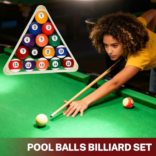 HMQQ 93-Piece Pool Table Accessories Set with Nano Chalk,2-1/4” Billiard Balls,58” Pool Cues,Triangle Racks,Tips, Gloves,Stickers,Cleaning Brush & Cloth–Complete Billiards Kit for Home Game Rooms