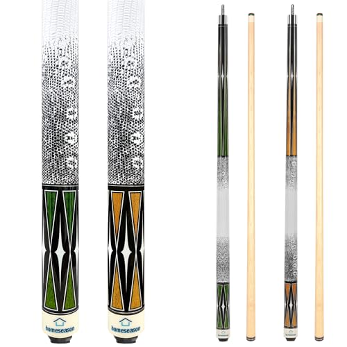 HomeSeason Pool Cue Stick 58" Billiard Cue Sticks 3D Printed Grip Professional Low Deflection Pool Sticks Maple Wood Pool Sticks 13mm Tip - color: 2-Pack-19/20oz