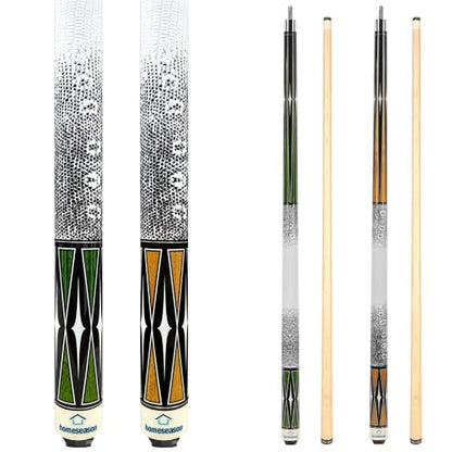 HomeSeason Pool Cue Stick 58" Billiard Cue Sticks 3D Printed Grip Professional Low Deflection Pool Sticks Maple Wood Pool Sticks 13mm Tip - color: 2-Pack-19/20oz