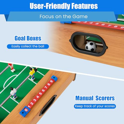 Giantex Multi Game Table, 2 in 1 Combo Mini Game Tables Top w/Soccer, Slide Hockey, Wood Foosball Game Table Top w/Footballs, Perfect for Game Rooms, Arcades, Bars, Parties, Family Night
