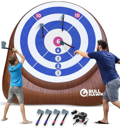 Swooc Games® - Bull Hawker™ | Giant Axe Darts with 15+ Games | Axe Throwing Game for Backyard with Air Pump | Large Outdoor Games for Adults and Family | Party Carnival Game | Throwing Yard Fun - size: XL - 8ft