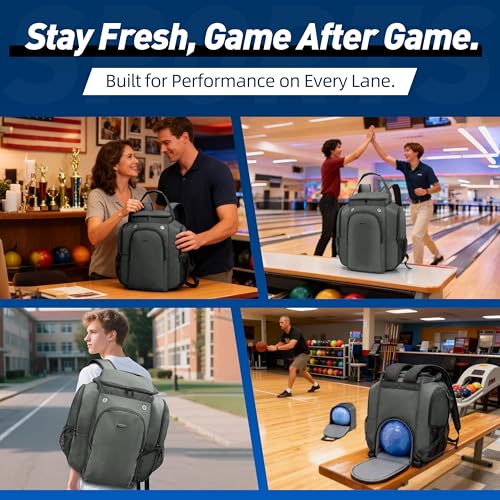 2-Ball Bowling Backpack with Shoe Storage – Heavy Duty Padded Travel Bag - color: DK Grey