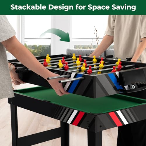 Goplus 4-in-1 Combination Game Table, 49'' Multi Game with Soccer, Air Hockey, Billiards, Pingpong Tabletop, Foosball, Pool Table for Home, Family Night, Adult Kids Gifts