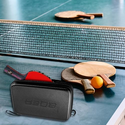 Hard Table Tennis Racket Case, Waterproof, 29 * 19.5 * 5cm, Black, 2 Paddles & Multiple Balls
