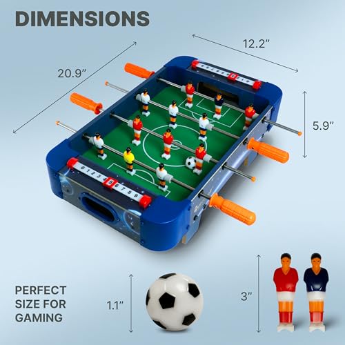 Mini Foosball Table for Kids and Adults – 21-Inch Mini Soccer Game, Mini Soccer Table Game for Family Game Nights