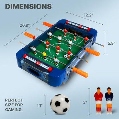 Mini Foosball Table for Kids and Adults – 21-Inch Mini Soccer Game, Mini Soccer Table Game for Family Game Nights