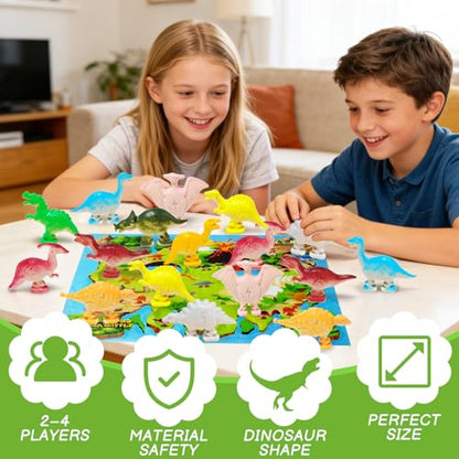 Dinochez Dinosaur Chess Game, 20Pcs Dinosaur Stones with Portable Storage Bag & Map, Strategy Board Game for Kids Ages 3-8, Family Game Night Toy, Valentines Easter Stocking Stuffers Party Favors