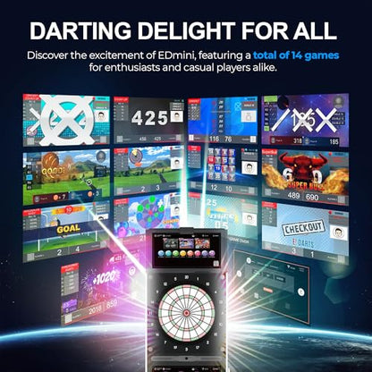 EDmini Electronic Digital Standing Coin Operated Commercial Soft Tip Dartboard Machine with Touch Screen, Party Games, Slim, for Bars, Clubs, Home (Up to 8 Players) - style: Silver