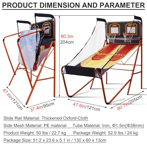 Dual Shot Sport Basketball Arcade Game for Home with 5 Balls, Basketball Hoop Indoor Electronic Double Shooting Machine with Scoring