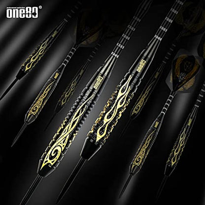 ONE80 Professional Steel Tip Darts Set in 12 Pack with Extra Flights and Shafts - style: Brass Barrel