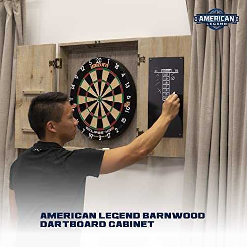 American Legend Barnwood Dartboard Cabinet with Wheat Finished Barn Style Doors - Dartboard Not Included