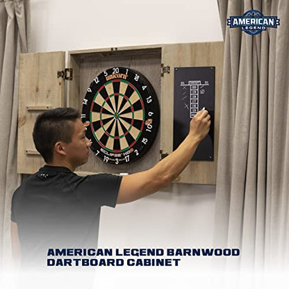American Legend Barnwood Dartboard Cabinet with Wheat Finished Barn Style Doors - Dartboard Not Included