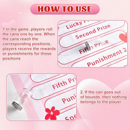 gisgfim Can Rolling Game Props Party Games Roll The Can Challenge Raffle Set for Adults Family Classroom Gatherings Birthday Party Supplies Activities Gifts Indoor Outdoor Holiday Prizes(Valentine) - style: Valentine