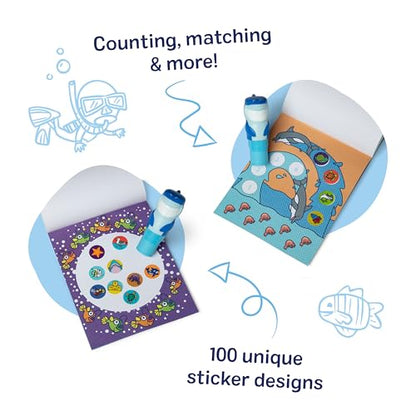 Melissa & Doug Sticker Wow!™ 24-Page Activity Pad and Sticker Stamper, 300 Stickers, Arts and Crafts Fidget Toy Collectible Character – Shark - for Kids Ages 3+ - FSC Certified - color: Shark, size: Single