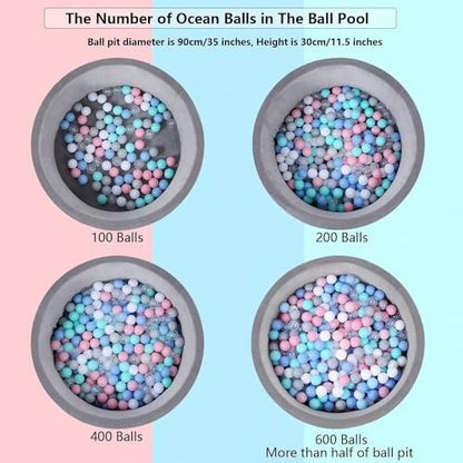 MoonxHome Ball Pit Balls for Toddlers, BPA Free Crush Proof Plastic Toy Balls for Ball Pit, Children's Pool Water Toys, Macaron Ocean Balls for Play Tent 2.15 Inch Pack of 100 200 500 800 1000 - color: Mcr-white&pink