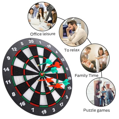 Theefun Safety Dart Board Set -16 Inch Rubber Dartboard Game with 6 Soft Tip Darts for Men Women, Party, Office Family Leisure Sport