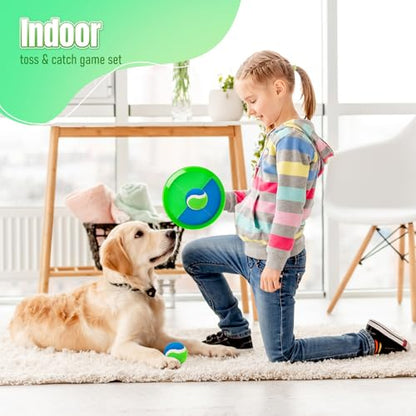 Toss and Catch Ball Game Set, 4 Paddles and 4 Balls Outdoor Paddle Catch Game for Kids, Backyard Beach Pool Yard Toy, Summer Birthday Gift for Boys Girls Ages 4-12 - color: Green Blue+yellow Green