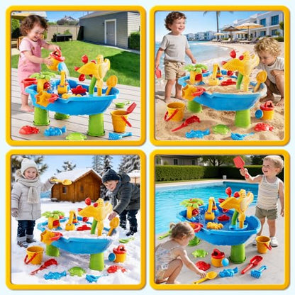 Kids Sand Water Table for Toddlers 1-3 3-5 Years, Outdoor Activity Play Set with Beach Toys, Shovels & Molds, Summer Outdoor Beach Outside Backgard Sensory Toys for Kids Boys Girls 1.5+ Years - style: 8905