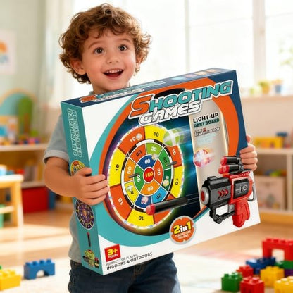 Light Up Dart Board for Kids | Large 29" Shooting Game with 2 Toy Guns & 20 Soft Foam Bullets | Game Room Dartboard | Indoor & Outdoor Wall Games | Holiday & Birthday Gift for Boys & Girls 5+ Yrs Old