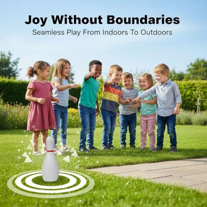 12 Pcs Bowling Set for Preschoolers, 10 Plastic Mini Pins 6.3 in Tall, 2 Balls 2.8 in Wide, Reusable Bowling Game for Indoor Outdoor Play, Parties and Family Fun