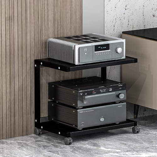 Corner Display Cabinet with Wheels, Media Stand & Audio Rack for Game Consoles, Stereo Storage, AV Tower, Modern Black Design(Black,50x40x45cm) - color: Black, size: 19.7"D x 15.7"W x 17.7"H (1 Drawers)