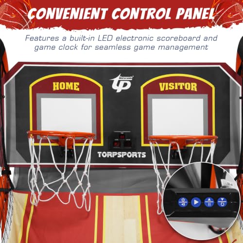 Basketball Arcade Game with Steel Frame Indoor Indoor Arcade Basketball Hoop with 5 Size 7 Inch Balls for 2 Players Home Play Kids Adults