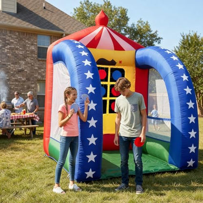 OZIS 6.5x6.5x9Ft Inflatable Tic Tac Toe Game with Discs and Built-in Blower Portable 9-Grid Target Game Set, Interactive Inflatable Carnival Games for Commercial Events, Parties, Family Activities - style: Tic-Tac-Toe