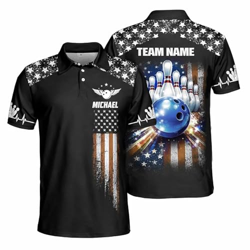 GABITA Personalized Bowling Jerseys for Men, Custom Bowling Polo Shirt, Bowling Shirts Gift for Bowler Team Player - color: A51