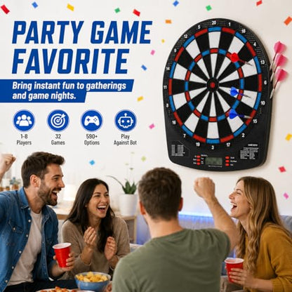 FunVisionElectronic Dart Board Set - Electric Dart Board with Scoreboard, Digital Dart Boards for Adults with 6 Darts& 24 Tips