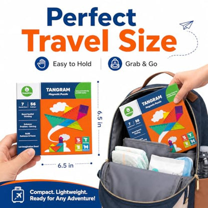 Travel Games Tangrams, Magnetic Travel Games for Road Trips Kids Board Game Educational Toys Kids Game for 3+ - color: Tangrams