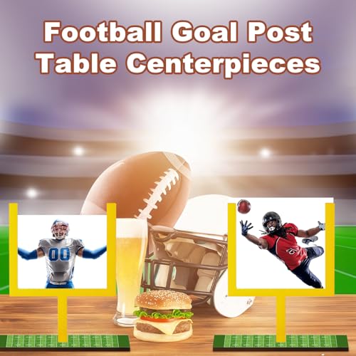 6 Pcs Football Goal Post Table Decorations Wooden Field Goal Post Centerpieces 4.3 x 3.9 Inch Photo Frame with Base for Table Fans Sport Birthday Supplies