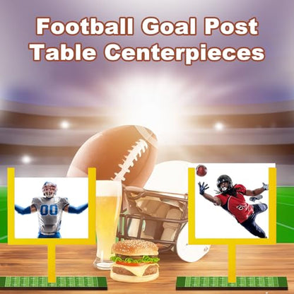 6 Pcs Football Goal Post Table Decorations Wooden Field Goal Post Centerpieces 4.3 x 3.9 Inch Photo Frame with Base for Table Fans Sport Birthday Supplies