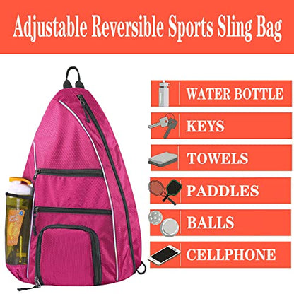 Pickleball Bag - Pickleball Bags for Women Men - Pickleball Backpack - Travel Pickleball Paddle Case, Pickle Ball Bag for Pickleball Paddle Tennis Racket, Protable Pickleball Sling Bag - color: Rose
