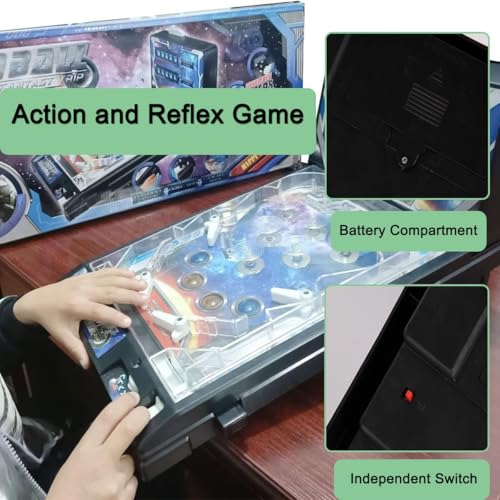 Exciting Arcade Pinball Machine Kit, Arcade Electronic Pinball Toy with Lights Sounds, Birthday Pinball Gifts Toy with LED Scoreboard, Desktop Pinball Shooting Game for Party Friend