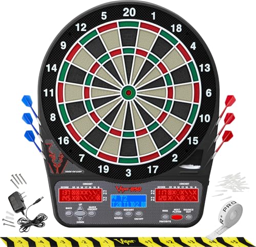 Viper 850 Electronic Soft Tip Dartboard, 15.5 in Regulation Target, 50 Games, 6 Darts Included, Black