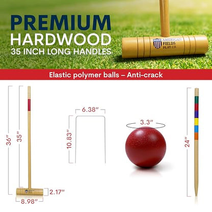 Premium Croquet Set for Adults – Deluxe Croquet Sets for Families with 35'' Wooden Mallets, Polymer Balls, Carrying Bag – Classic Outdoor Game and Lawn Play