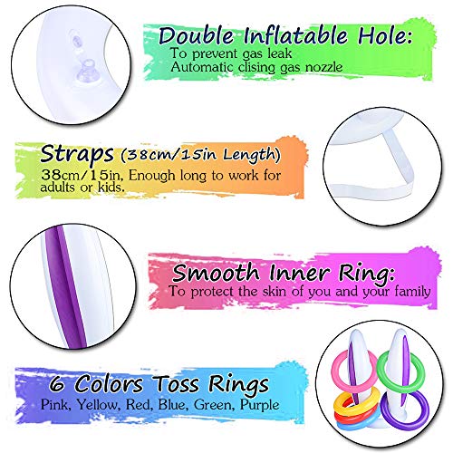 Hoshin 2 Set Inflatable Bunny Ears Ring Toss Game (2 Rabbit-Ear Hats with 12 Ring Toss, 1 Medal and 1 Hand-held Pump) - Great Family Easter Party Games
