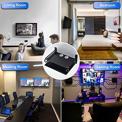 HNVNER Metal Wall Shelves with Cable Holes for Small Projector, Router, Modem, Camera, Speaker etc. AV Devices, 2-Tier Floating Shelf for TV Components Bracket Cable Boxes Media Boxes, 9.8" x 8.27" - color: 2 Layers-small-1pcs