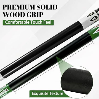 HMQQ 58 Inch Pool Cue Sticks Set, 2/4/6 Pack 20 oz 2-Piece Billiard Cues with 13mm Leather Tips, Matching House Cue Set for Adults, Home Tables, Bars & Group Play - size: Set of 2