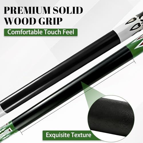 HMQQ 58 Inch Pool Cue Sticks Set, 2/4/6 Pack 20 oz 2-Piece Billiard Cues with 13mm Leather Tips, Matching House Cue Set for Adults, Home Tables, Bars & Group Play - size: Set of 2