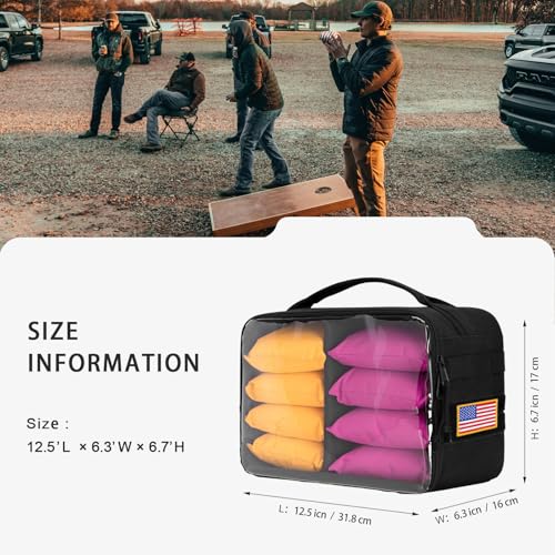 Cornhole Bags Carrying Case Holds Up to 8 Bags, Cornhole Bean Bags Carry Bag Holder with Padded Divider, Flag Patch Area and Portable Handle,Holder for Cornhole Game Enthusiast (Bag Only)