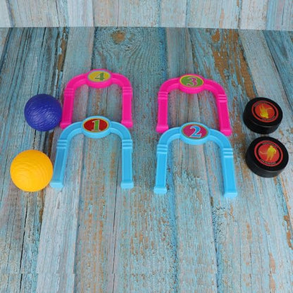 Outdoor Games and Team Sports Set Including Cricket,Croquet, Hockey,Golf with Balls,Wickets, Stumps for Lawn,Backyard,Park - style: Style 2