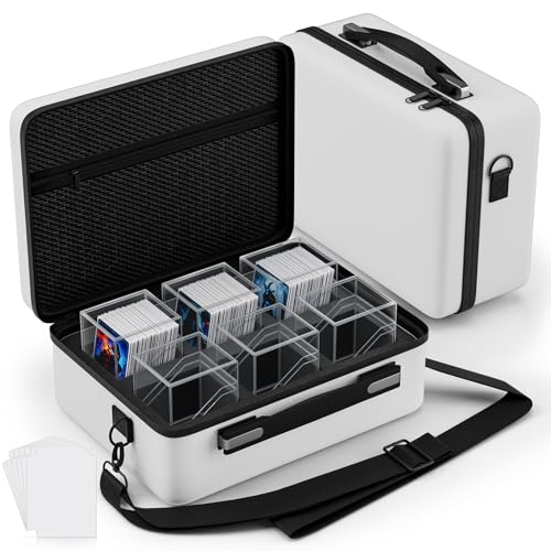 Proijeut Card Deck Box with Portable Case, 6 Pack Clear Commander Deck Box with 6 Dividers, Holds 600+ Double Sleeved Cards, Fit for MTG, YuGiOh, TCG (White) - color: White, size: 6 Slot