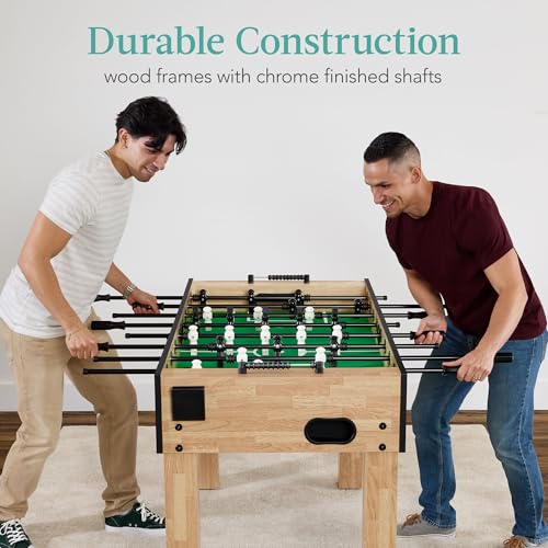 Best Choice Products Full Size 54 Inch Regulation Foosball Table for Home, Game Room - Includes 2 Balls, 2 Cup Holders - color: Natural