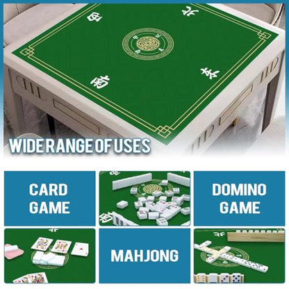 Mahjong Mat, Non-Slip Noise Reducing Game Mat, 31.5 Inch Mahjong Table Mat,Mahjong Mat with Cloth Bag and Carton Storage,Suitable for Mahjong, Dominoes, Solitaire and Other Games. (Green) - color: Green